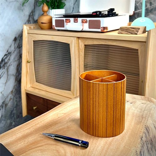 茶几王 Living Art 柚木 黑胡桃木 實木 筆筒 筆桶 簡約質感 設計 收納 桌上型收納