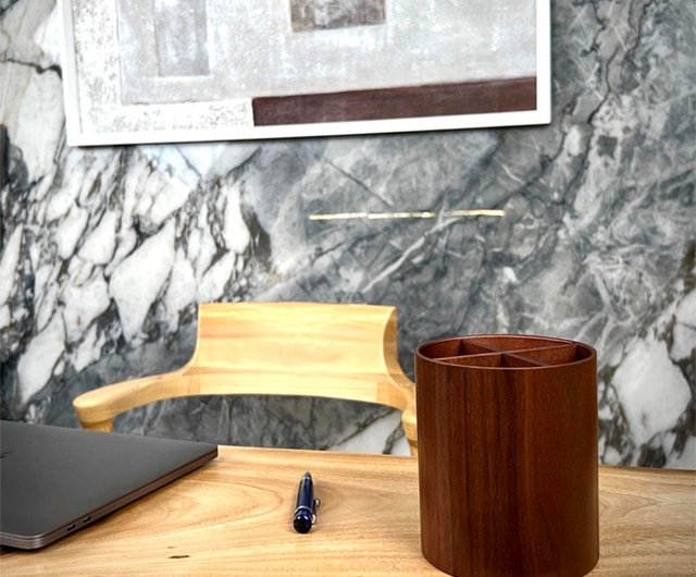 Black Walnut Wood Desktop Penholder