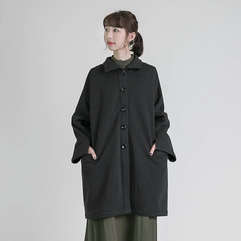 Sleep_Sleeping shape cut piece coat _8AF310_麻麻 - เสื้อแจ็คเก็ต - ผ้าฝ้าย/ผ้าลินิน สีเทา