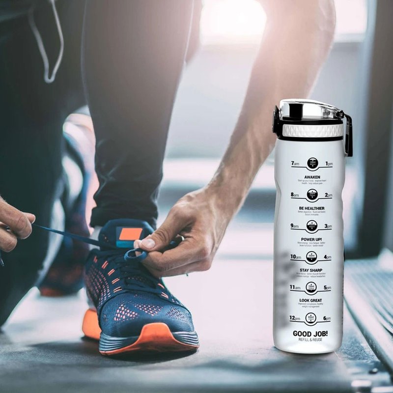 ION8 Quench Sports and Leisure Water Bottle I81000/Reminder to Drink Water (Ice Motivator White) - Pitchers - Plastic White