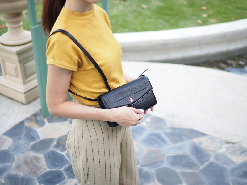 Irene (Black) :  Multi-function bag, clutch , long wallet, mini crossbody - Handbags & Totes - Genuine Leather Black