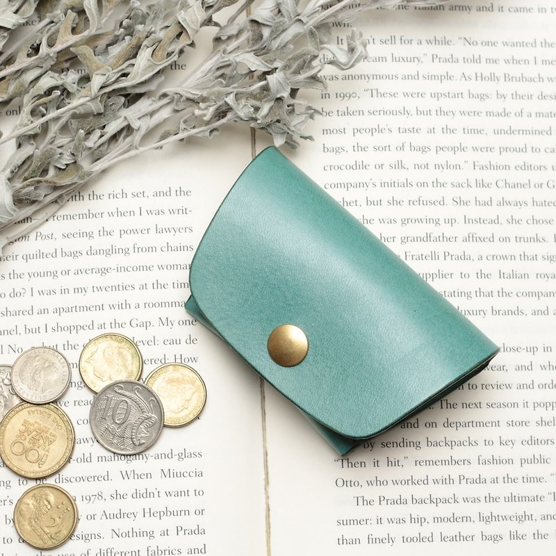 Crafted Ingot coin purse |Ocean blue hand-dyed vegetable tanned cow leather |Multiple colors - กระเป๋าใส่เหรียญ - หนังแท้ สีน้ำเงิน
