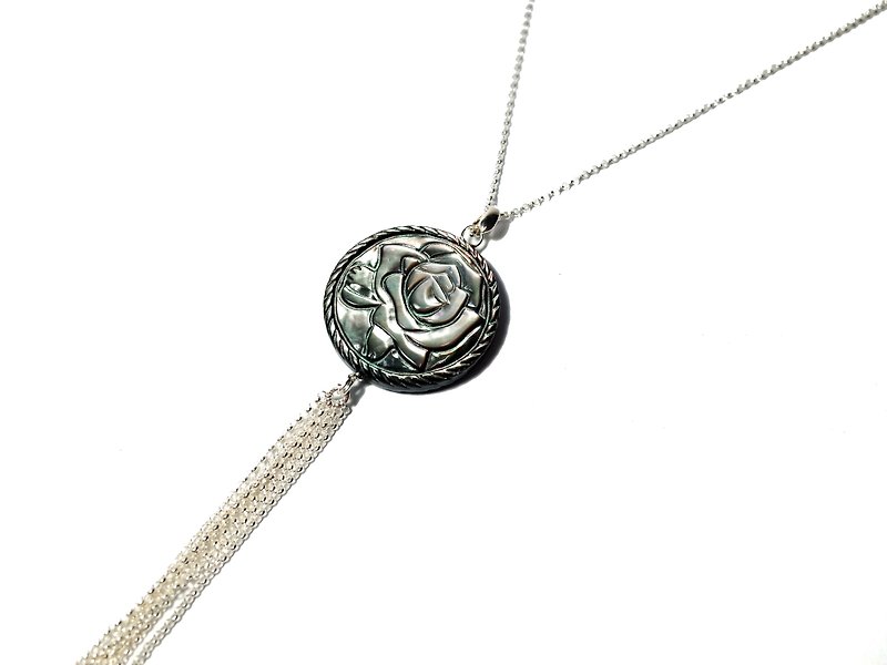 Silver925 Necklace , Black Lip Shell (limited-edition) - สร้อยคอ - เงินแท้ สีดำ