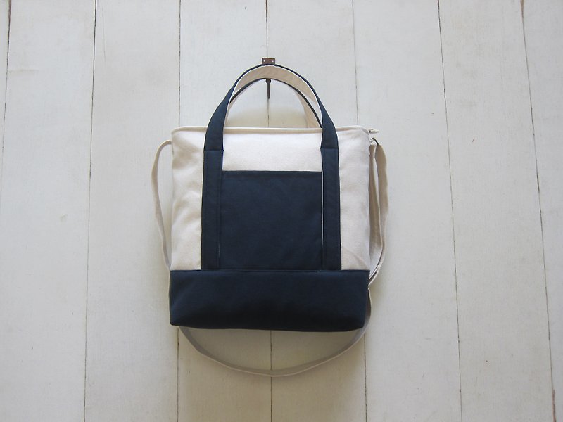 classic Collection-A4 size (Beige + Navy) - Handbags & Totes - Other Materials Multicolor