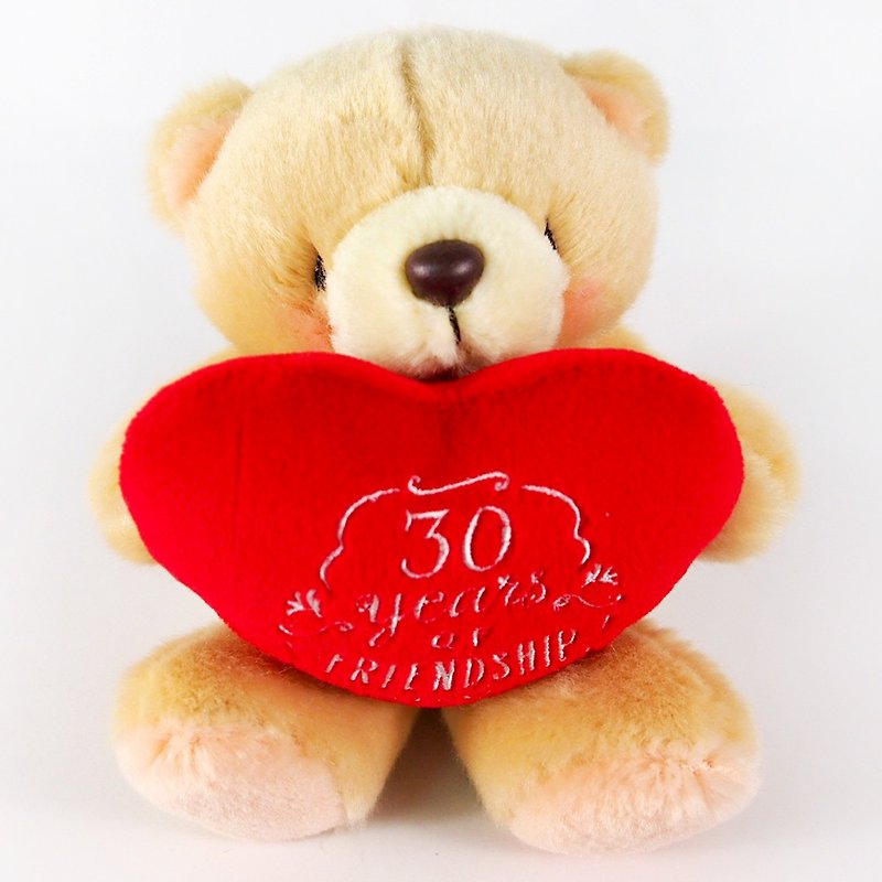 4.5 inch / 30th Anniversary Heart Embroidered Plush Bear【Hallmark-ForeverFriends Plush】 - ตุ๊กตา - วัสดุอื่นๆ หลากหลายสี