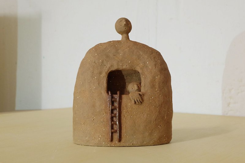 | ルナ人形シリーズ | はしご人形陶器飾り - 置物 - 陶器 ブラウン