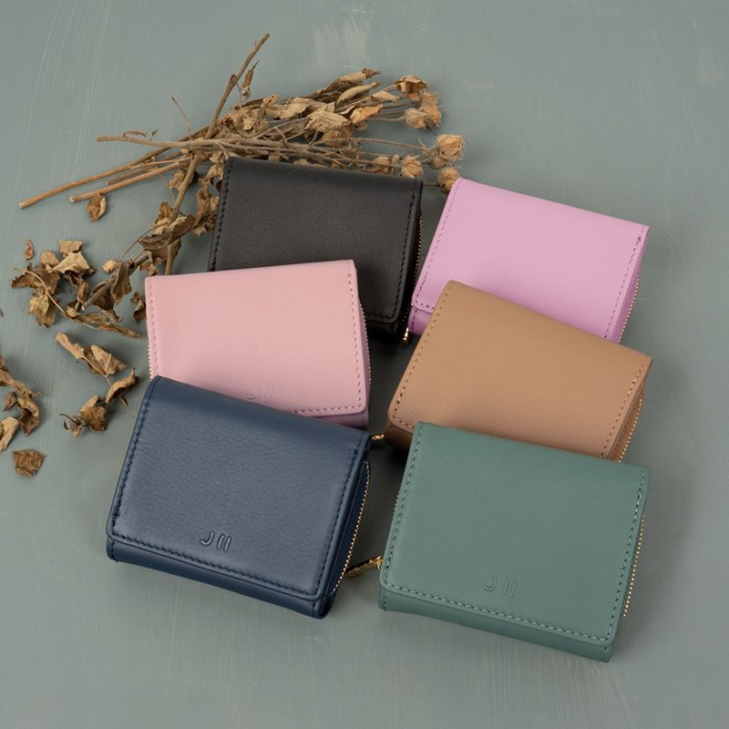 Short clip-soft skin leather 3 discount short clip-5052-5-multi-color optional - Wallets - Genuine Leather Khaki