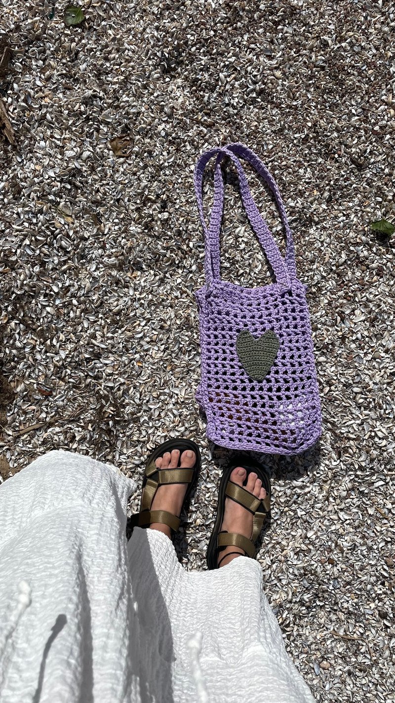 Summer crochet bag - Shopper bag - Handmade stylish bag - กระเป๋าถือ - อะคริลิค สีม่วง