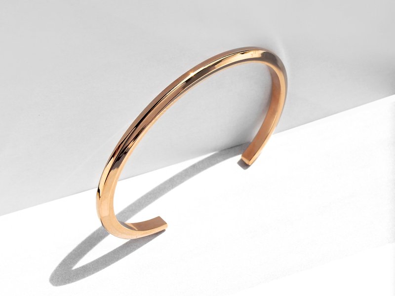 Thin Bevel Cuff Bracelet | Polish Rose Gold | Personalised Gift - Bracelets - Stainless Steel Gold