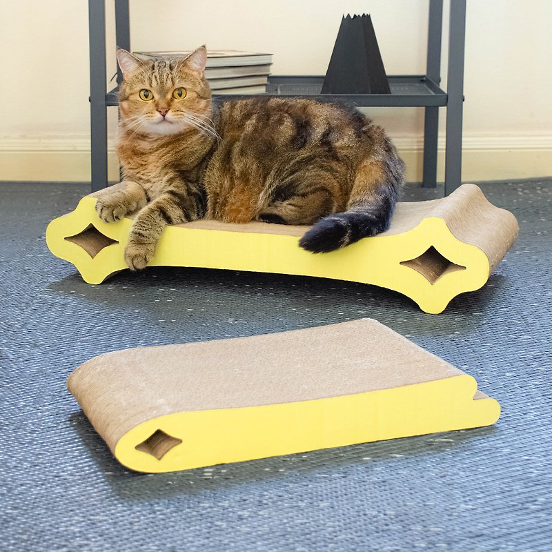 ที่ลับเล็บแมวกระดาษลูกฟูกเกรดพรีเมี่ยมรุ่น STAR สีเหลืองพาสเทล - ของเล่นสัตว์ - กระดาษ สีเหลือง