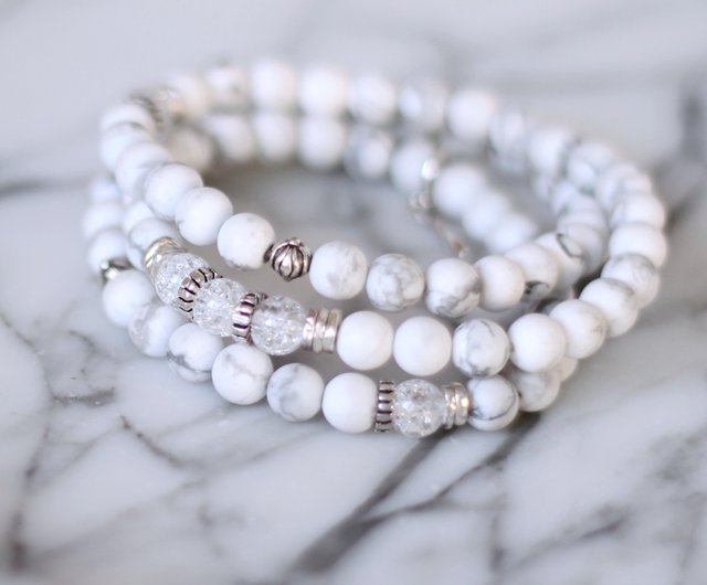 Balanced Soul Cracked White Beads Bracelet