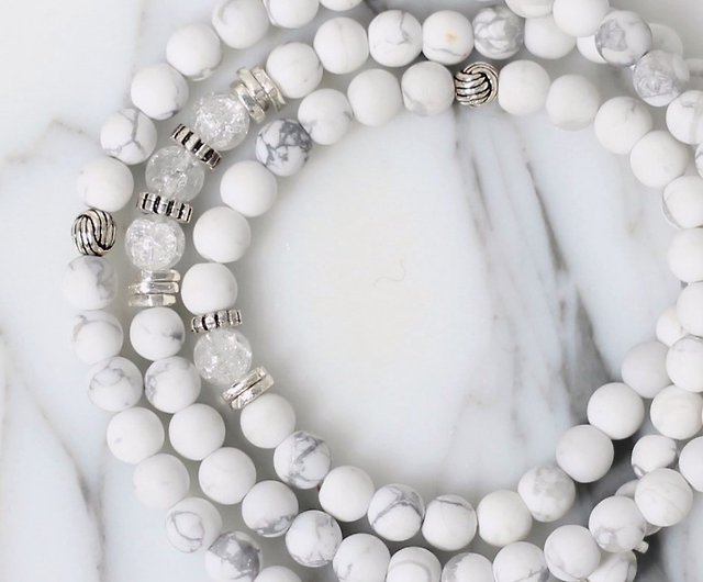White and Crystal Triple Bracelet - Beads To You
