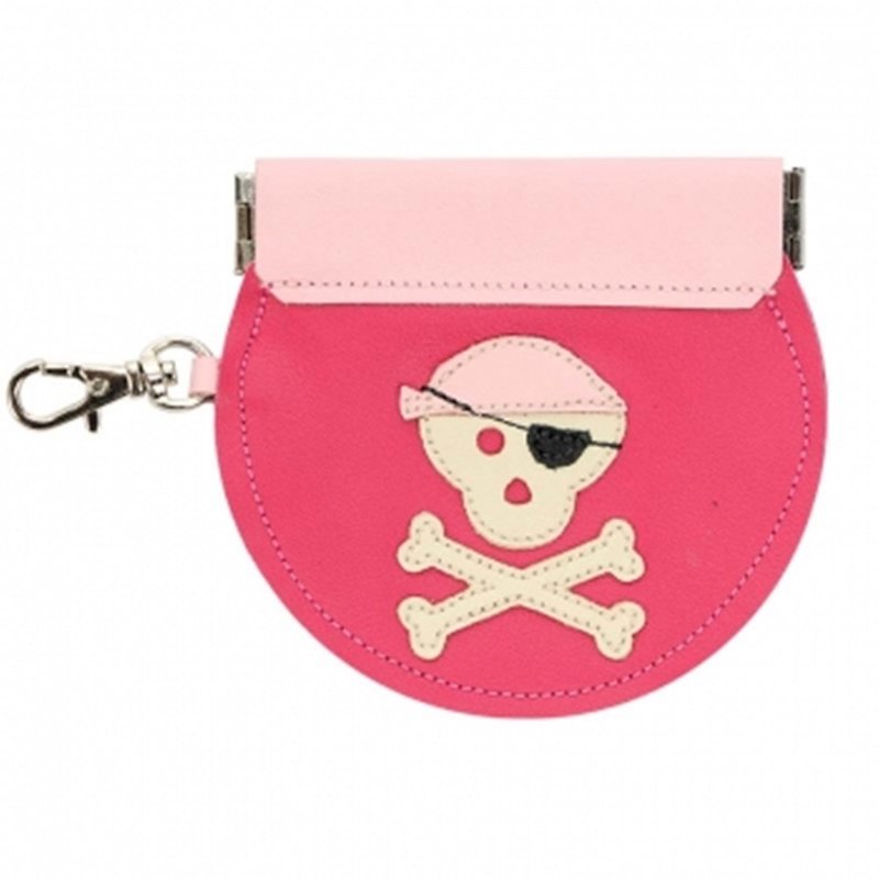 Handmade leather leather crimped coin purse with key ring pirate - Coin Purses - Genuine Leather 