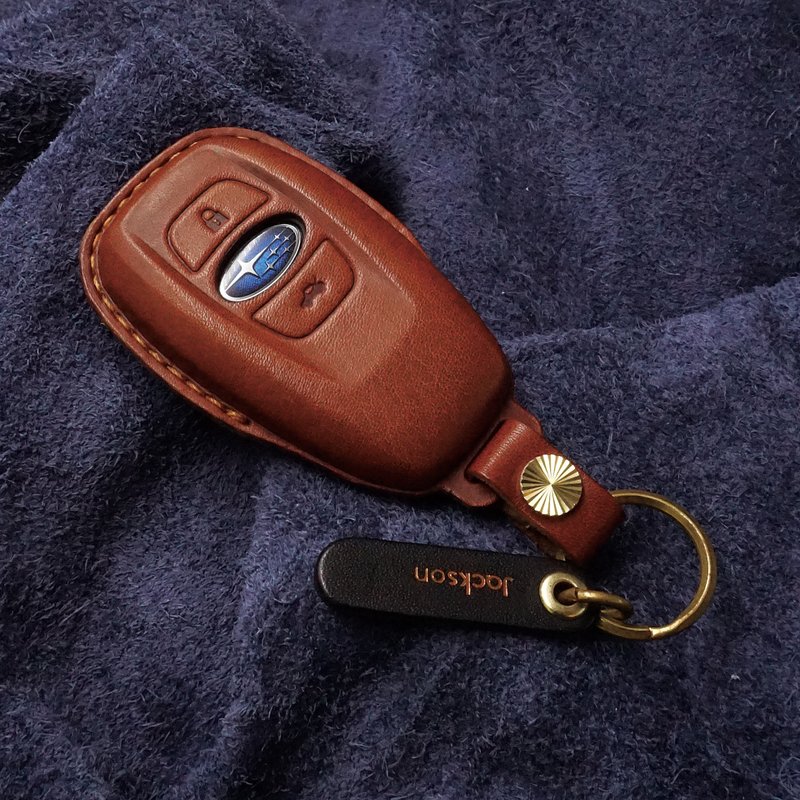 leather key fob fit for SUBARU Outback XV Legacy BRZ WRX Forester - ที่ห้อยกุญแจ - หนังแท้ สีนำ้ตาล