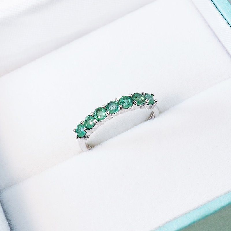 Gemstone Series||Endless Life|| 925 Silver Emerald Ring - แหวนทั่วไป - เงิน สีเขียว