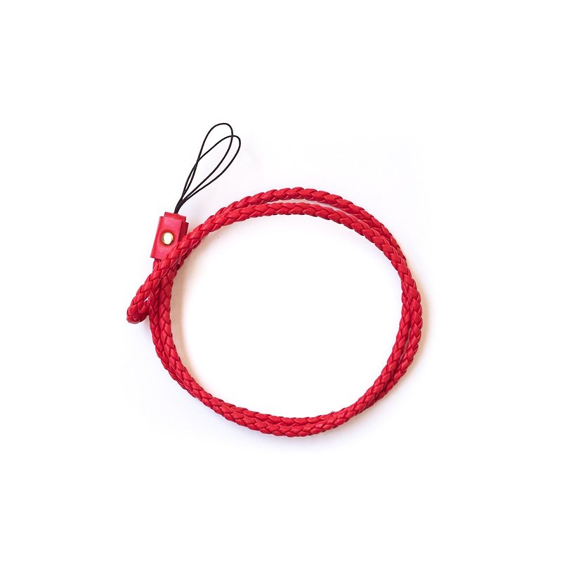 Patina 真皮手工訂製 編織頸繩．手機吊繩 - 證件套/識別證套 - 真皮 紅色