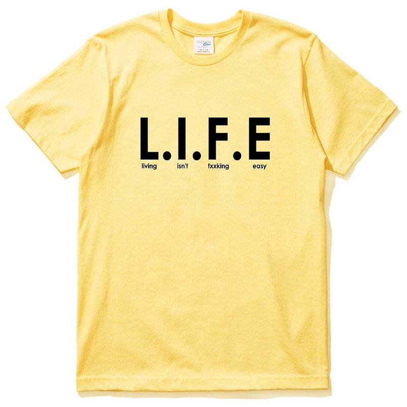 Living isn't fxxking easy LIFE yellow t shirt - Men's T-Shirts & Tops - Cotton & Hemp Yellow