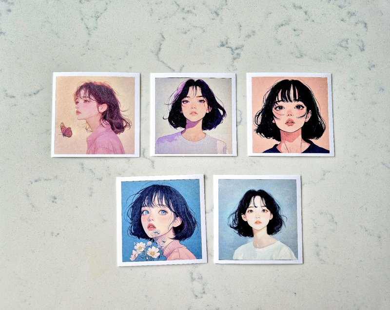 the daily lives of girls with short hair - 貼紙 - 紙 粉紅色