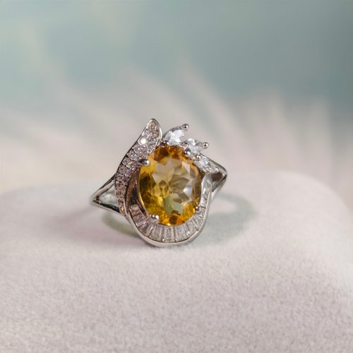 Purnima Magic Salon 黃水晶 精緻戒指 天然黃水晶 招財 提升氣場 帶來好運 純銀製作