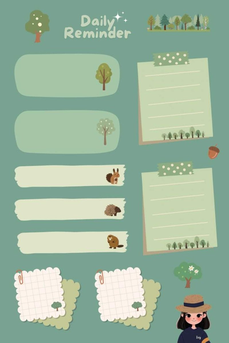 Green Craft Printable Paper daily reminder nature theme - 其他數位商品 - 其他材質 
