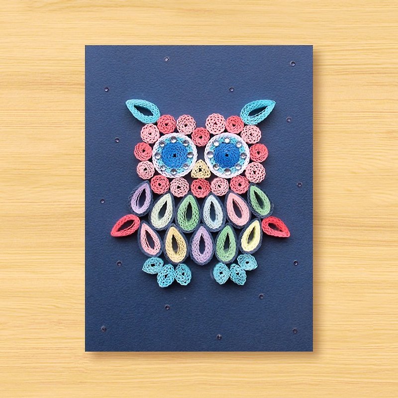 Handmade Roll Paper Card _ Cute Owl C ... Birthday Card, Universal Card - การ์ด/โปสการ์ด - กระดาษ สีน้ำเงิน