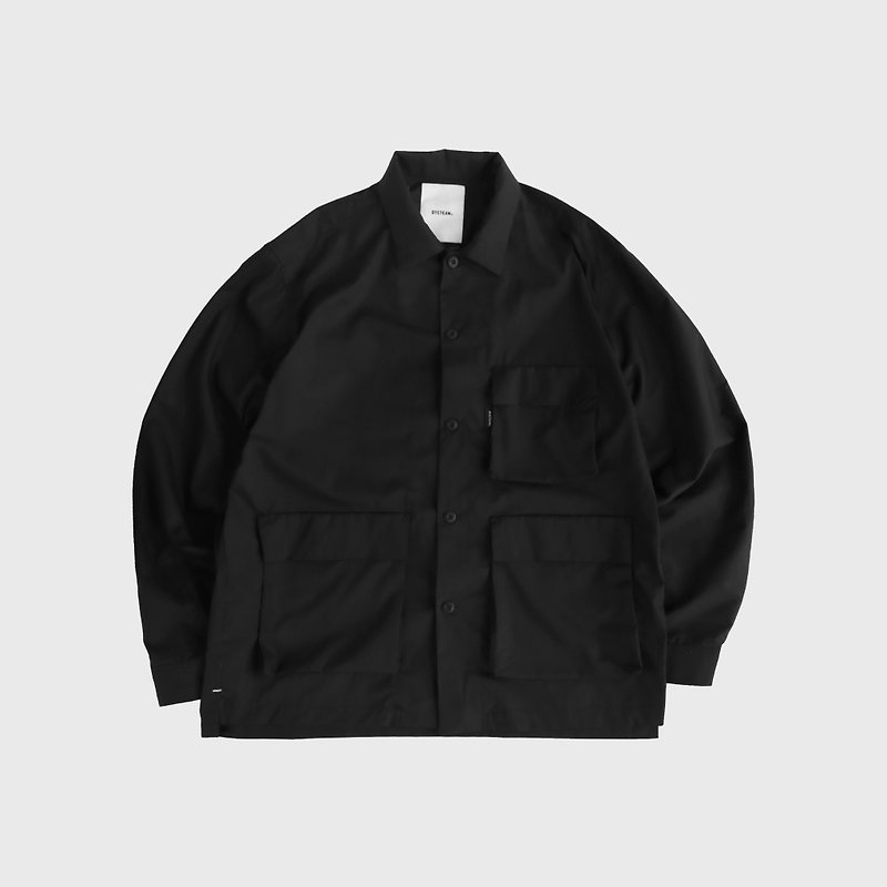 DYCTEAM - Organic patch pocket shirt (black) - เสื้อเชิ้ตผู้ชาย - ผ้าฝ้าย/ผ้าลินิน สีดำ