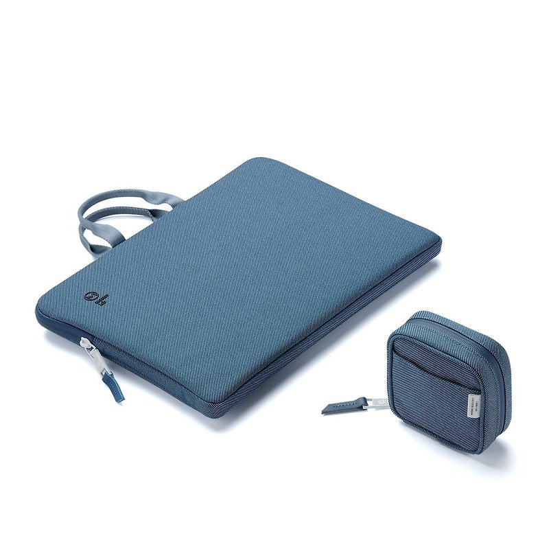 SERGE 13/14吋防潑水減震2Way保護袋-普魯士藍+電源收納袋組M1 M2 - 電腦袋 - 其他人造纖維 藍色
