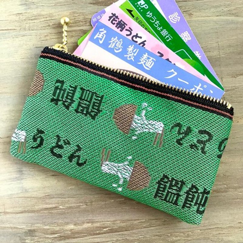 Mini pouch [Udon] 榻榻米邊零錢包 Card case 綠色烏冬碗 - 化妝袋/收納袋 - 其他材質 綠色