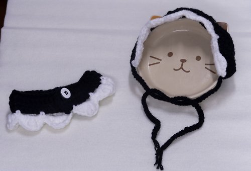 貓子手作 ฅ貓子手作ฅ 女僕裝套裝 手工鉤織項圈 客製化禮物 寵物 貓貓 狗