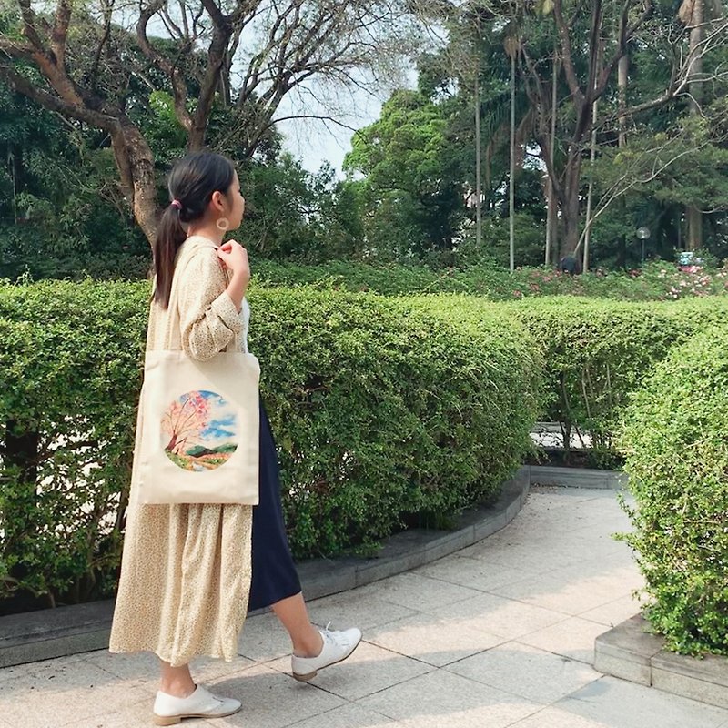 Mstandforc Kawazu Cherry Blossom Tote Bag - Messenger Bags & Sling Bags - Cotton & Hemp Multicolor