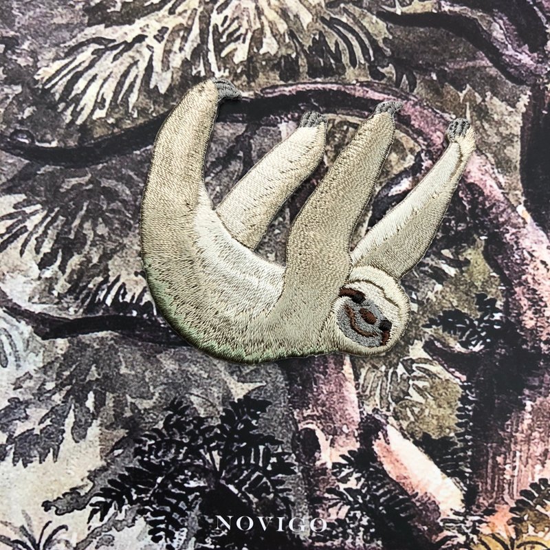 Novigo 瀕臨絕種動物熨燙刺繡 / 侏三趾樹懶 - 徽章/別針 - 繡線 