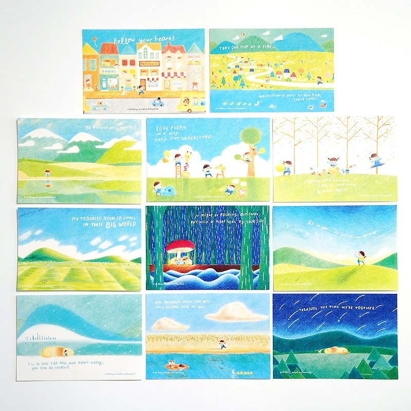 旅行者明信片套裝5 - 1套11張 - 心意卡/卡片 - 紙 多色