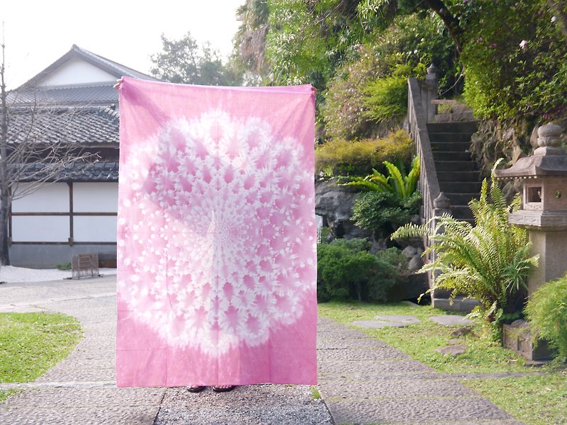 Sakura | Tie dye shibori Mandala tapestry - Wall Décor - Cotton & Hemp Pink