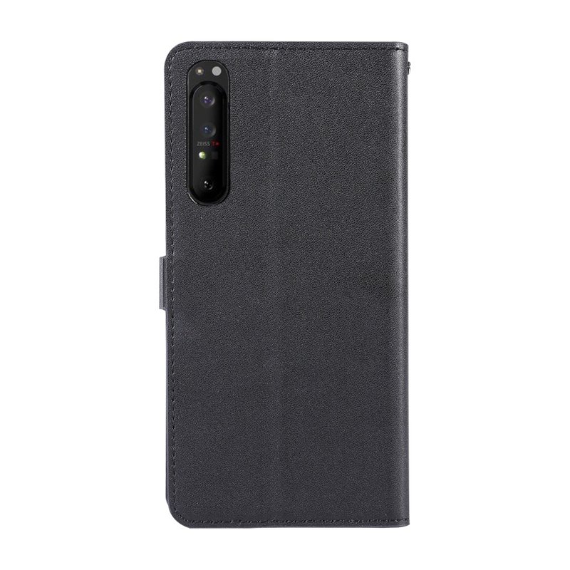 CASE SHOP SONY Xperia 1 II 前插卡側立式皮套-黑  送3.5mm耳機 - 手機殼/手機套 - 人造皮革 黑色