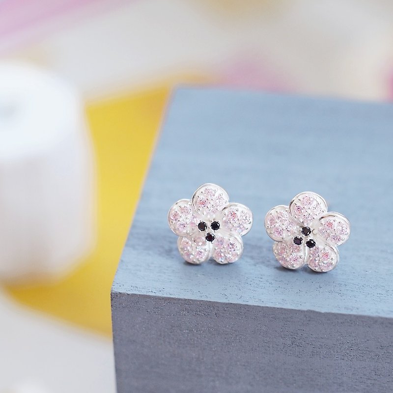 Sakura Earrings Silver 925 - Earrings & Clip-ons - Other Metals Pink