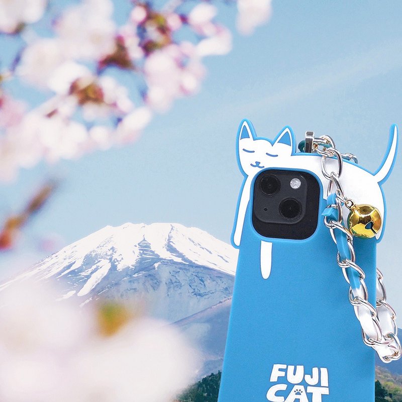 【キャンディー】iPhone13ProMax-富士キャットフォンケースブルー - スマホアクセサリー - シリコン ブルー