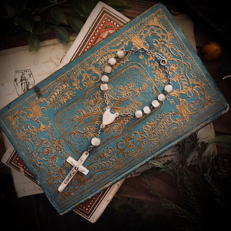 法國天主教 全母貝鍍銀十年念珠*Decade Rosary Bracelet*手鍊 - 手鍊/手環 - 貝殼 