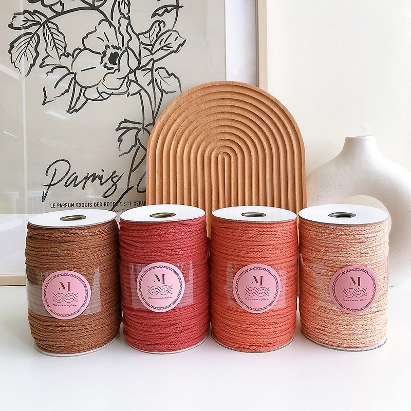 Macrame Braided Rope Mocha/ Camellia/ Ripe Persimmon/ Miscellaneous Orange 3mm - Knitting, Embroidery, Felted Wool & Sewing - Cotton & Hemp Orange