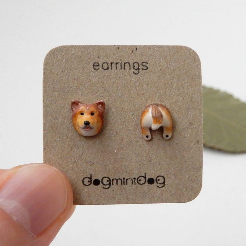 Collie earrings with papercraft box for dog lovers. - 耳環/耳夾/耳骨夾 - 其他材質 