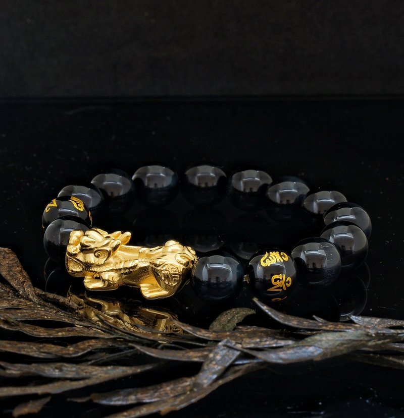 Blue Tiger Eye 12mm with Puxiu Bracelet - สร้อยข้อมือ - เครื่องประดับพลอย 