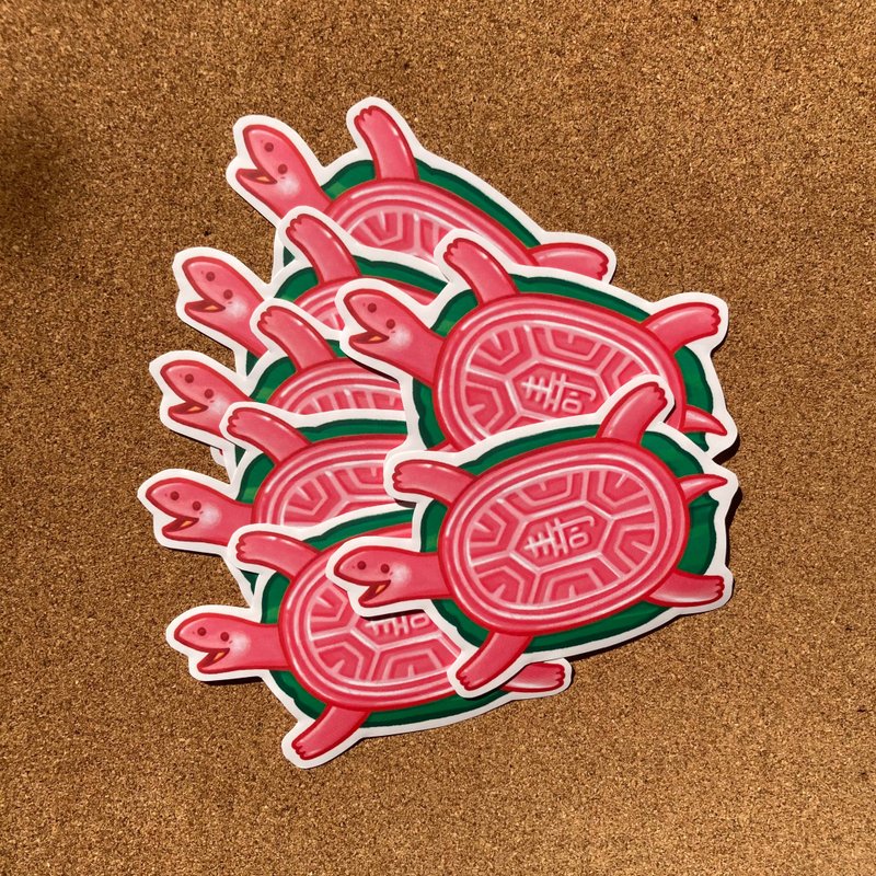 7 red turtle cakes on white background sticker - สติกเกอร์ - กระดาษ สีแดง