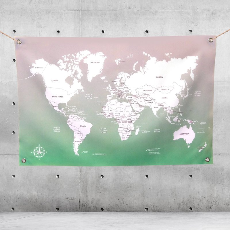 Customized World Map Cloth Rags Clear Water Grass - Wall Décor - Other Materials Green