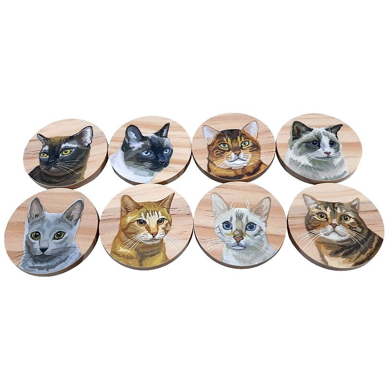 Cute Cats Collections Wood Phone Grip Colorful Griptok 8 Collections Customized - Phone Stands & Dust Plugs - Wood Multicolor