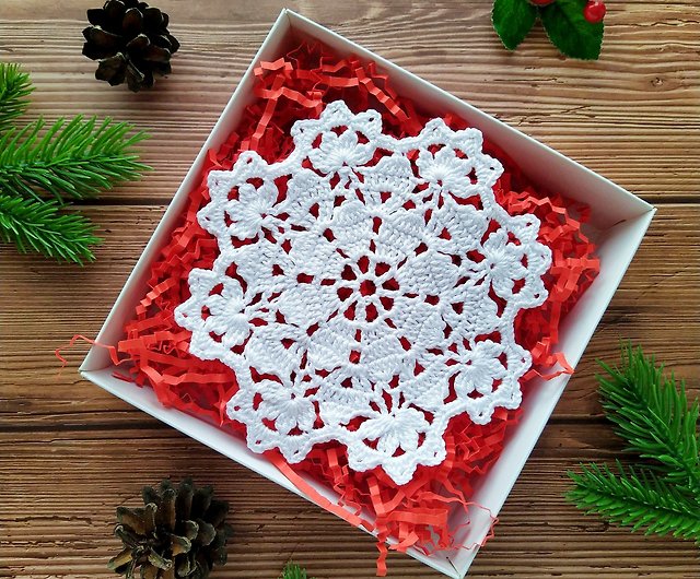 Christmas coasters gift set of 4 Doily lace coaster handmade