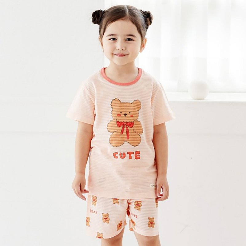 [New Product] [Loose] Ribbon Baby Bear - Light Breathable Air Jacket Short Sleeve TheMinou -T57305 - Tops & T-Shirts - Cotton & Hemp Orange