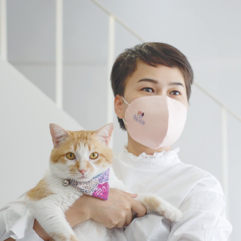 Purr mask - Handmade Mask  : Lemonade Pink color - 口罩/口罩收納套 - 棉．麻 粉紅色