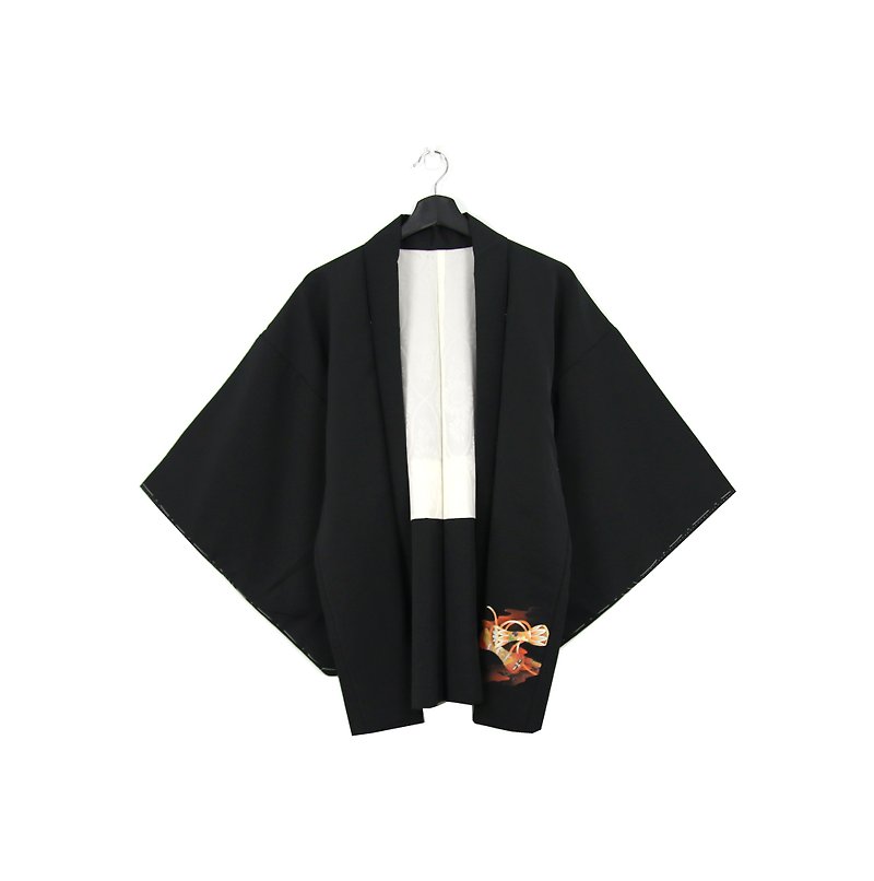 Back to Green-Japan brought back feather kimono yangyang antiquities/vintage kimono - เสื้อแจ็คเก็ต - ผ้าไหม 