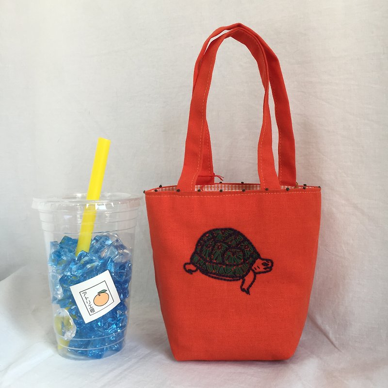cafe bag star turtle - กระเป๋าถือ - ผ้าฝ้าย/ผ้าลินิน หลากหลายสี
