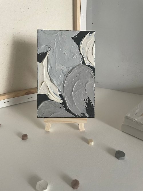 Modern Art by Lena Langer Black and White Art Minimalist Original Painting Abstract Art Stucco Painting
