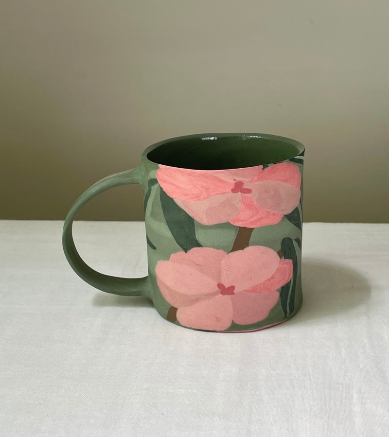 Pink Flower Bush Coffee Mug - Mugs - Porcelain 